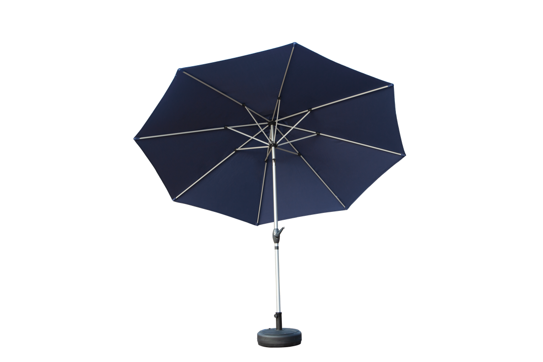 9FT Patio Umbrella, Outdoor Table Umbrella With Push Button Tilt And Crank, UV Protection Waterproof Market Sun Umbrella With 8 Sturdy Ribs For Garden, Deck, Backyard, Pool  Navy Blue