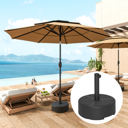 Round Patio Umbrella Base Holder, Heavy Duty Outdoor Umbrella Stand Base, Filled Up To 44lbs With Stand Or 40lbs With Water For Garden, Poolside, Black
