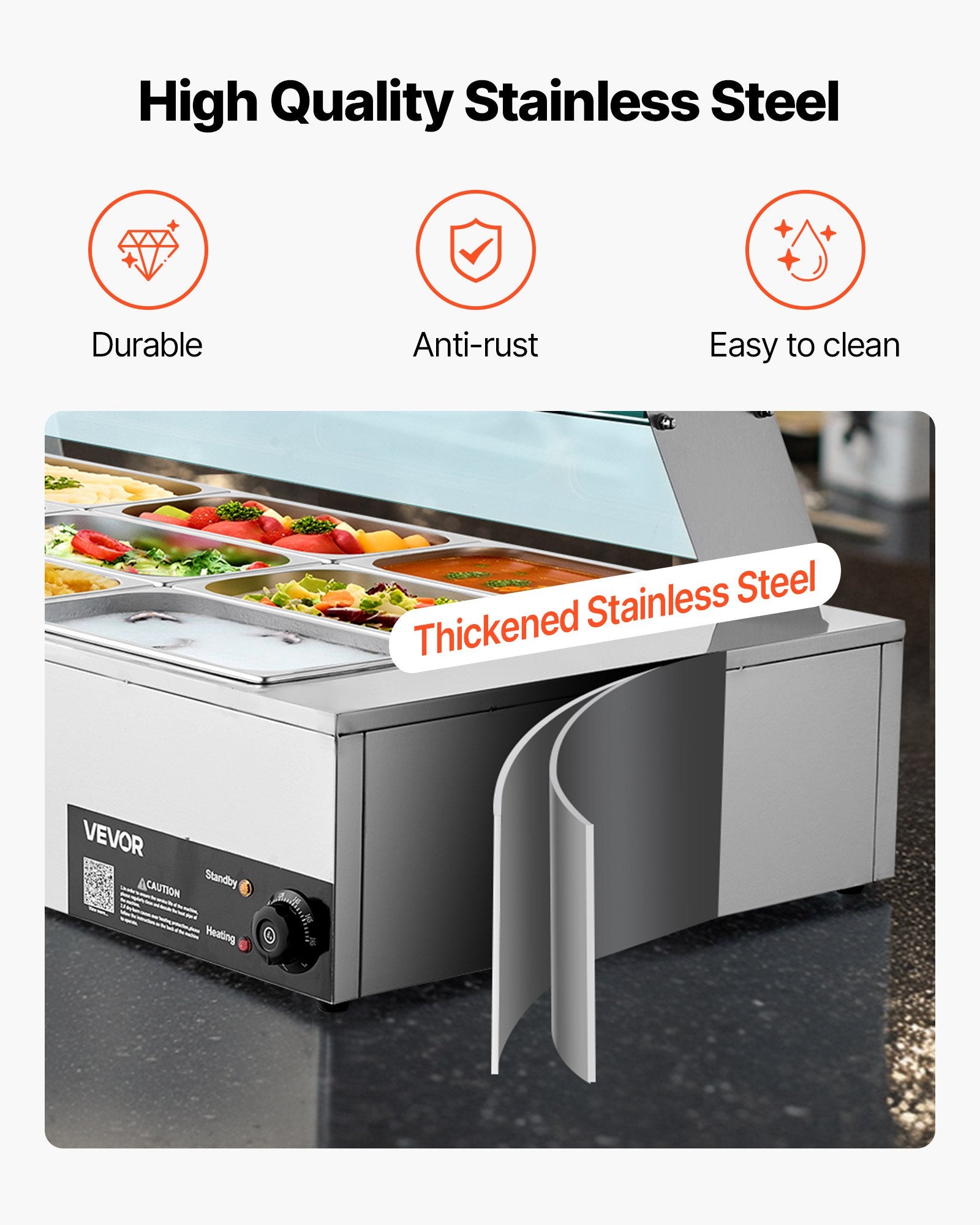 Commercial Food Warmer, 1500W Electric Stainless Steel Steam Food Warmer With Glass Cover, 9-Pan Countertop Buffet Bain Marie With Soup &amp; Perforated Ladles, For Catering, Restaurant &amp; Party