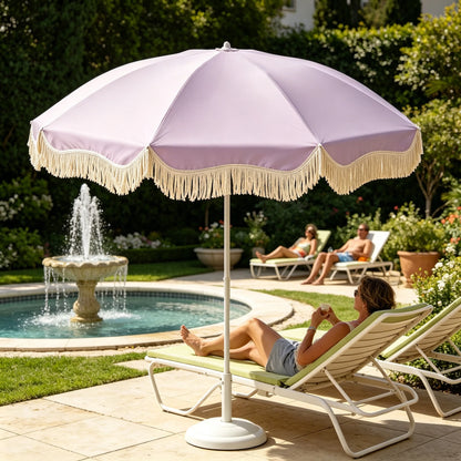 Boho Tassel Parasol, Big Outdoor Sun Umbrella for Garden, Beach, Yard and Vendor Use, Sunscreen Shade Umbrella