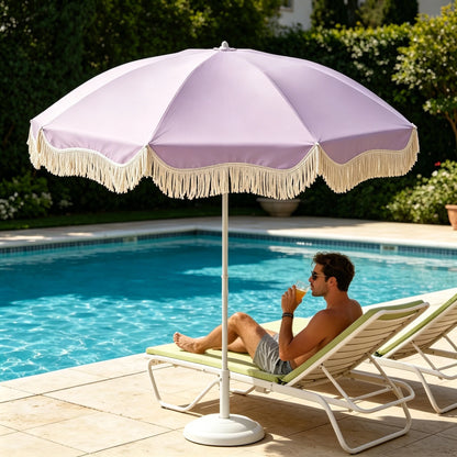Boho Tassel Parasol, Big Outdoor Sun Umbrella for Garden, Beach, Yard and Vendor Use, Sunscreen Shade Umbrella