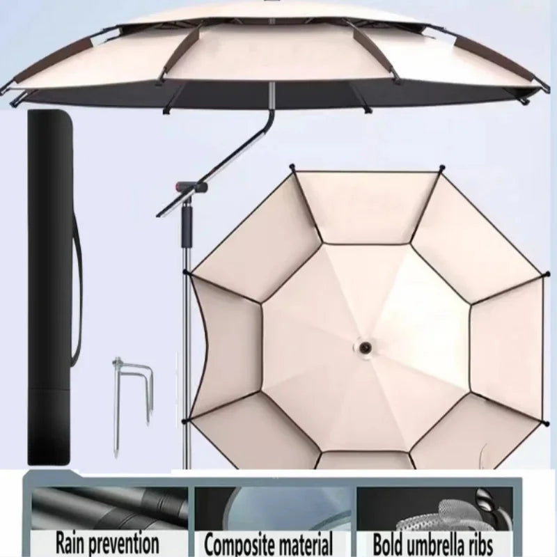 Fishing Umbrella 2.0-2.4M New Fashion Outdoor Sun Protection Windproof Waterproof Parasol Portable Large Beach Umbrella Shade