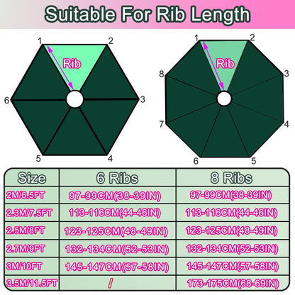 Uv Protection Parasol Sunshade Umbrella Cover Garden Umbrella Cover Waterproof Beach Canopy Replacement Cover 6ribs
