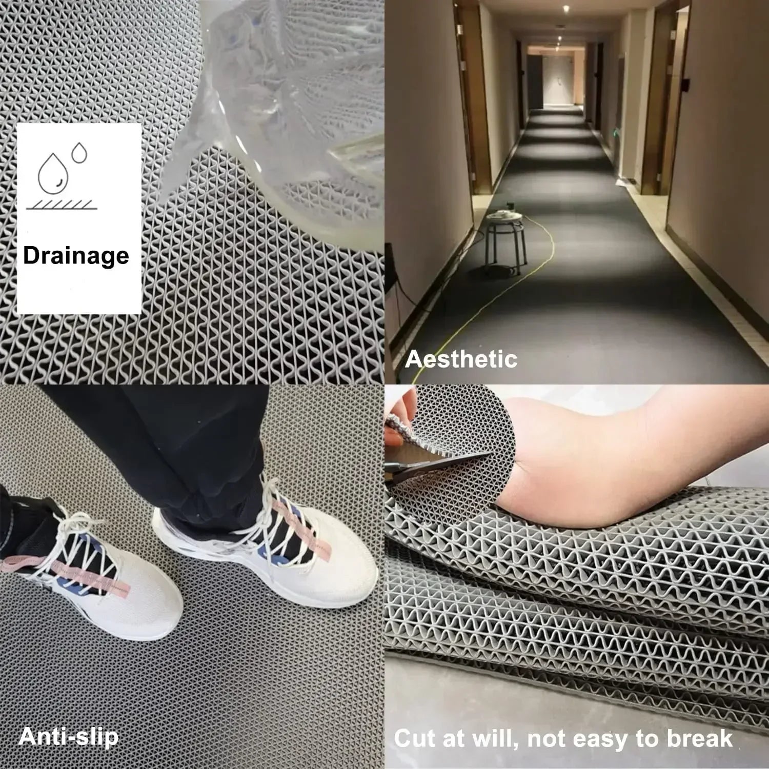 Drainage Non Slip Commercial Floor Mat PVC Drainage Bathroom Pool Floor Mat Mesh Big Hollow Door Mat Roll for Swim Pool