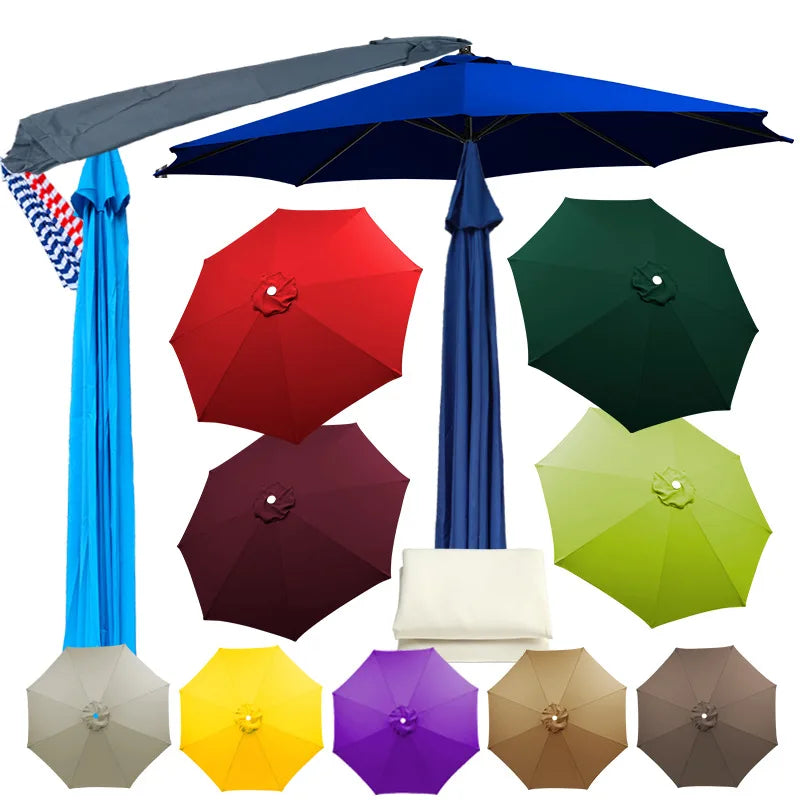 6 Ribs/8 Ribs Parasol Replacement Cloth Without Stand Parasol Umbrella Cover Waterproof Sunshade Cloth Canopy Patio Garden Cover