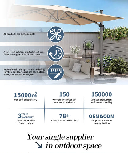 Outdoor Aluminum Roman Parasol Umbrella 9ft Waterproof for Patio Garden Courtyard Hotel Use-Modern Design