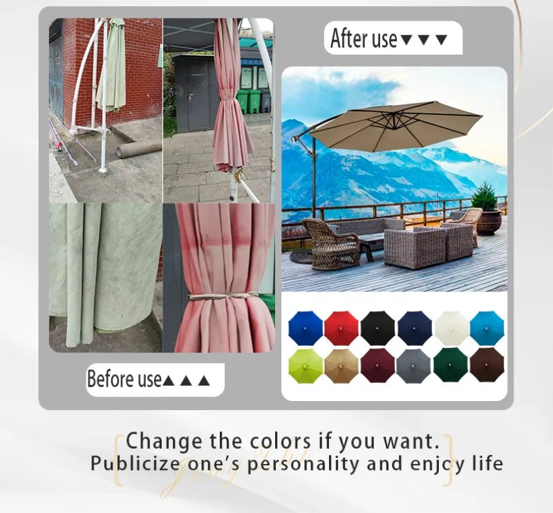 6 Ribs/8 Ribs Parasol Replacement Cloth Without Stand Parasol Umbrella Cover Waterproof Sunshade Cloth Canopy Patio Garden Cover