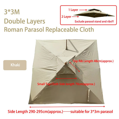 Parasol Replacement Cloth Outdoor Garden Banana Umbrella Cover Waterproof Sunshade Canopy For 6 Ribs/8 Ribs Parasol