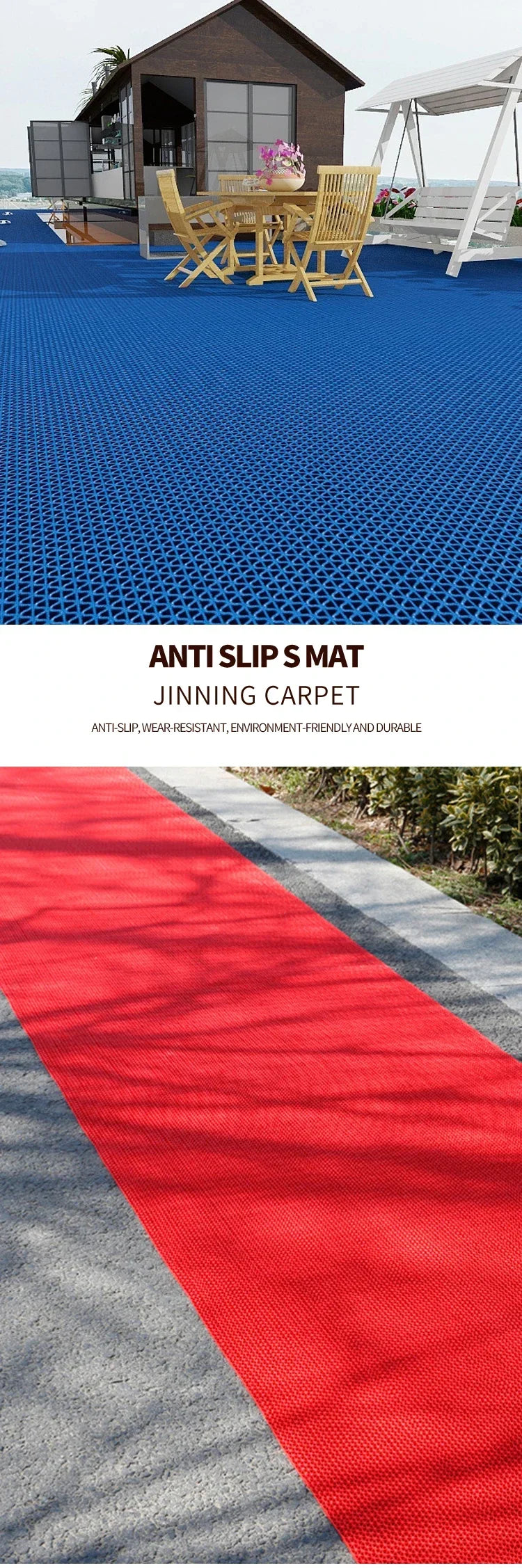 Non Slip Drainage Rubber Mat PVC Rug for Commercial Door Mats Restaurant Kitchen Garage Bathroom Pool and Deck Areas