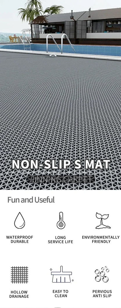 Hollow Non-slip Drainage Floor Mat Bathroom Damp Area Door Shower Floor Mat Multi-functional Kitchen Waterproof Plastic Carpet