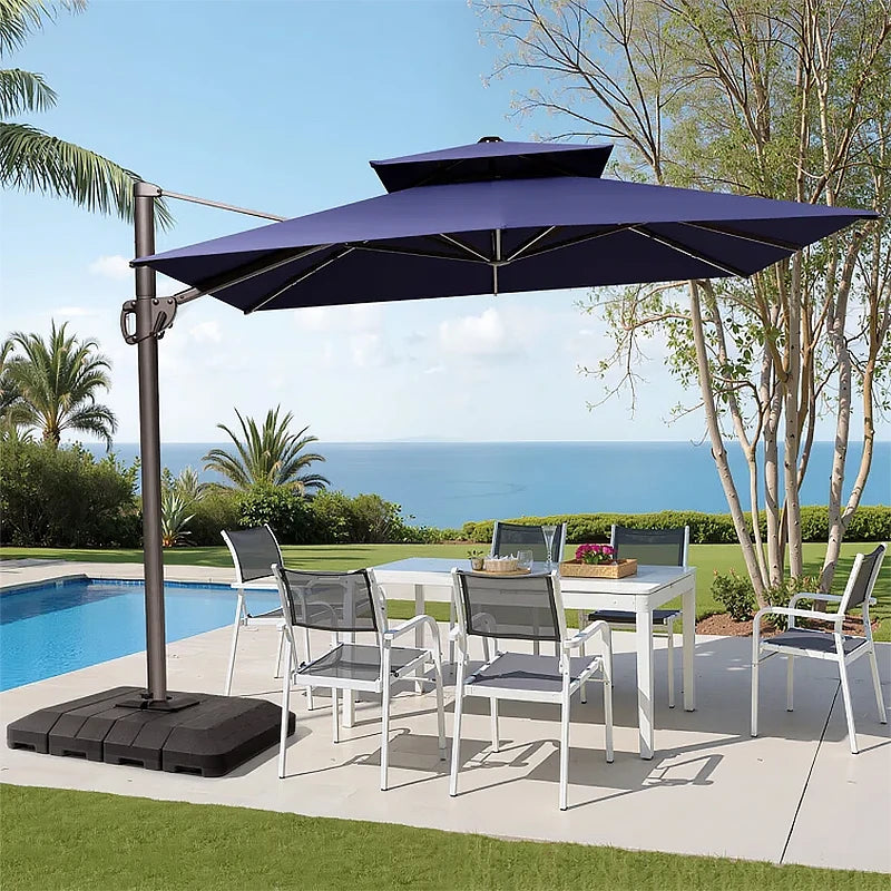 Outdoor Aluminum Roman Parasol Umbrella 9ft Waterproof for Patio Garden Courtyard Hotel Use-Modern Design