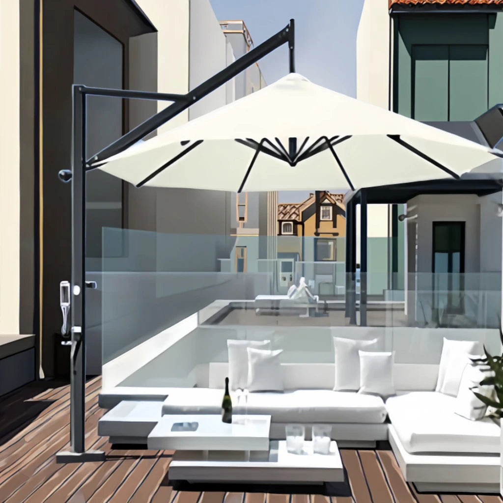 Heavy Duty Windproof 3.5mRound Cantilever Aluminum Outdoor Patio Umbrella  Large Garden Parasols Outdoor Patio Umbrellas