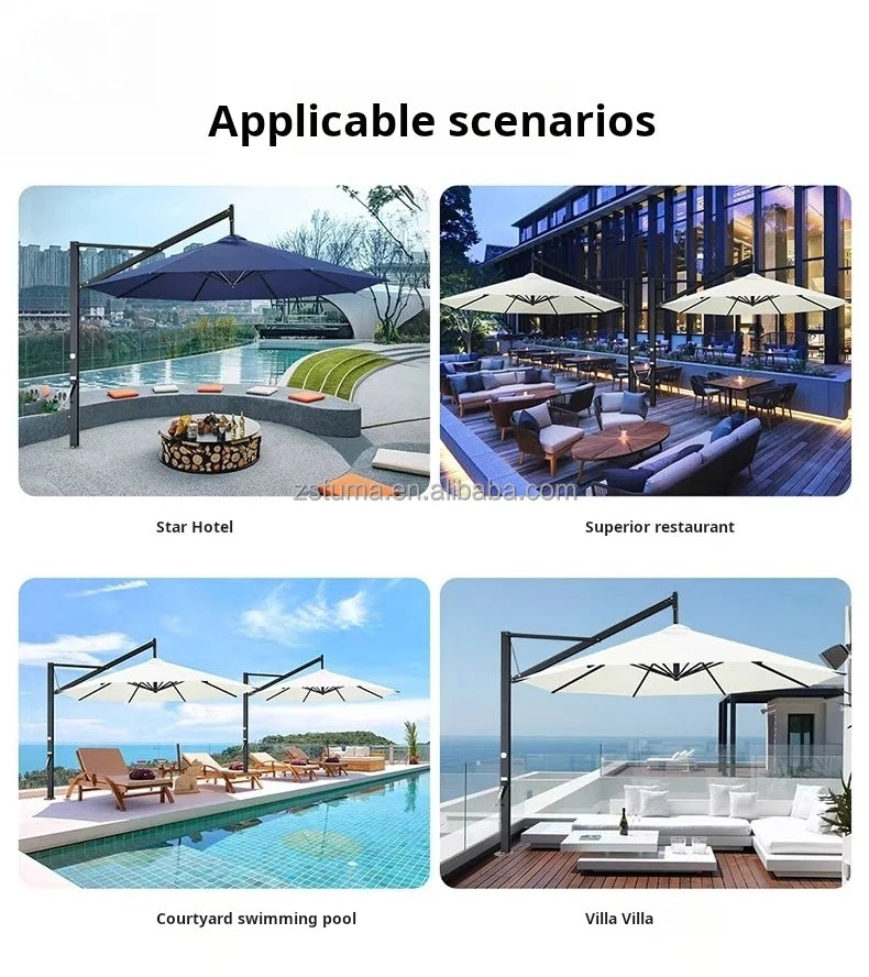 Heavy Duty Windproof 3.5mRound Cantilever Aluminum Outdoor Patio Umbrella  Large Garden Parasols Outdoor Patio Umbrellas