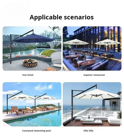 Heavy Duty Windproof 3.5mRound Cantilever Aluminum Outdoor Patio Umbrella  Large Garden Parasols Outdoor Patio Umbrellas