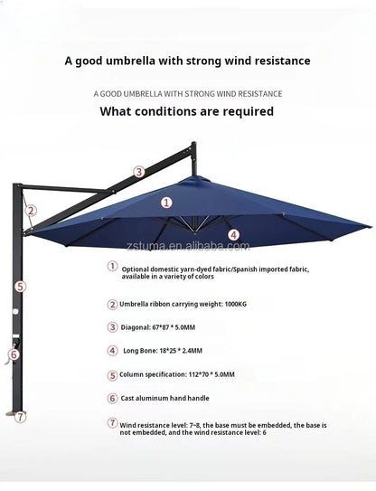 Heavy Duty Windproof 3.5mRound Cantilever Aluminum Outdoor Patio Umbrella  Large Garden Parasols Outdoor Patio Umbrellas