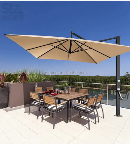 Heavy Duty Windproof 3.5mRound Cantilever Aluminum Outdoor Patio Umbrella  Large Garden Parasols Outdoor Patio Umbrellas