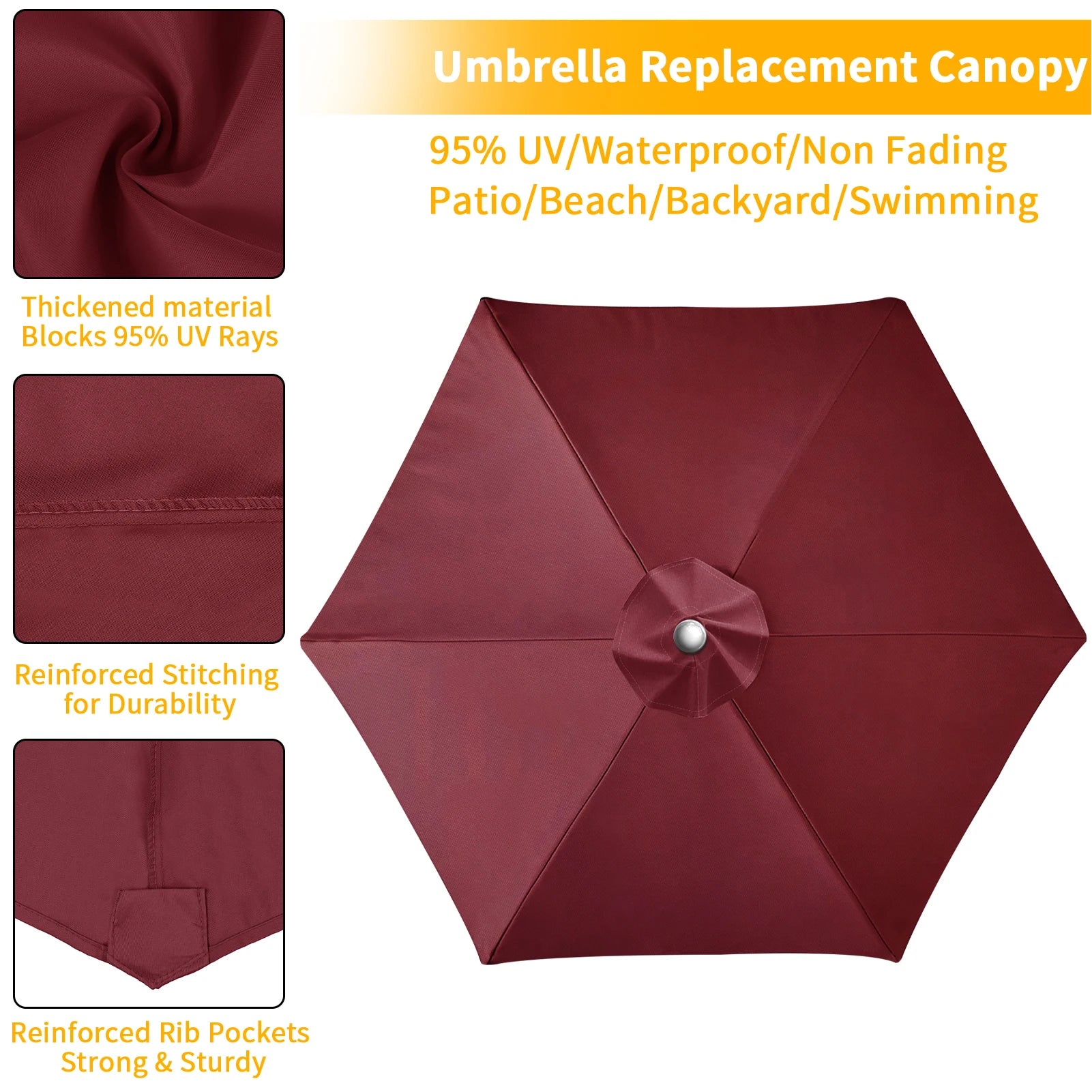 Parasol Replacement Cloth Outdoor Garden 2/2.5/2.7/3M Umbrella Cover Waterproof Sunshade Canopy For 6 Ribs/8 Ribs Parasol Cover