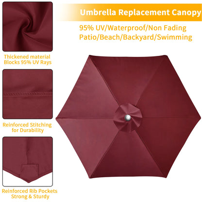 Parasol Replacement Cloth Outdoor Garden 2/2.5/2.7/3M Umbrella Cover Waterproof Sunshade Canopy For 6 Ribs/8 Ribs Parasol Cover