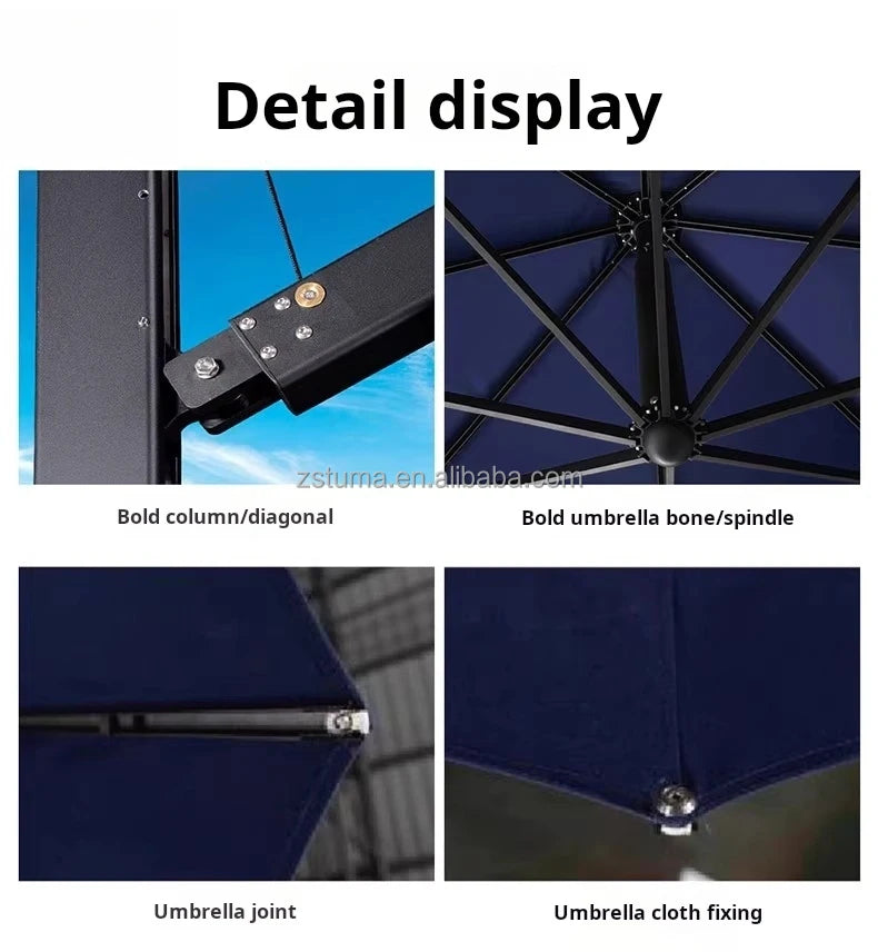 Heavy Duty Windproof 3.5mRound Cantilever Aluminum Outdoor Patio Umbrella  Large Garden Parasols Outdoor Patio Umbrellas