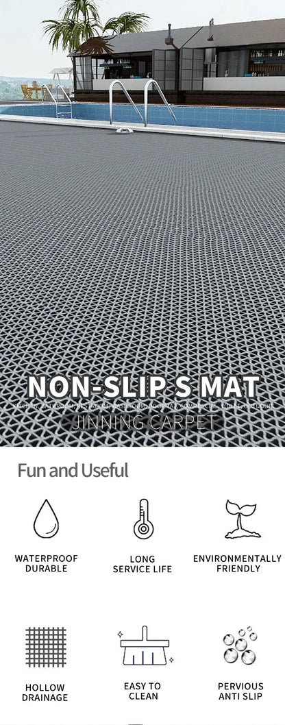 Waterproof Non Slip Floor Mats Plastic PVC Kitchen Bathroom Outdoor Pool Dirt Resistant Foot Mats Carpet For Home