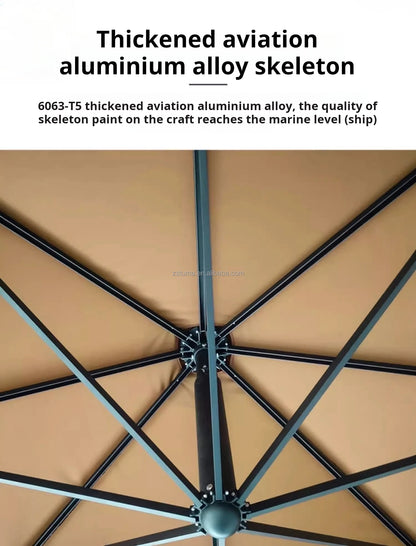 Heavy Duty Windproof 3.5mRound Cantilever Aluminum Outdoor Patio Umbrella  Large Garden Parasols Outdoor Patio Umbrellas