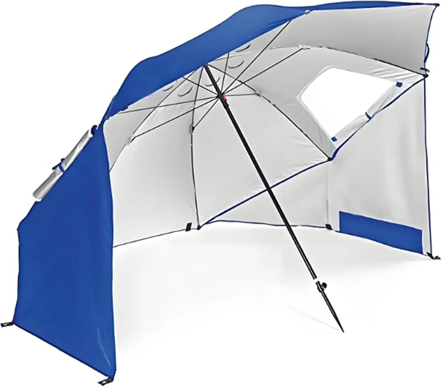 Windproof Beach Umbrella UPF 50+ With Sand Anchor &amp; Tilt Portable Foldable Sunshade For Patio Garden Pool Backyard Lawn Outdoor