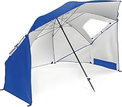 Windproof Beach Umbrella UPF 50+ With Sand Anchor &amp; Tilt Portable Foldable Sunshade For Patio Garden Pool Backyard Lawn Outdoor
