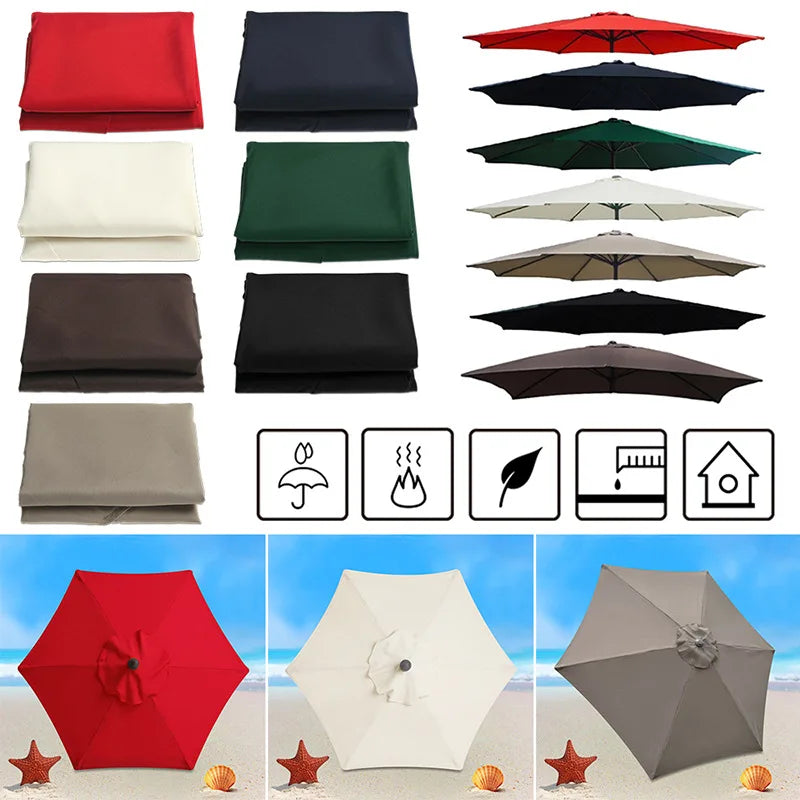 2/2.7/3M Parasol Replacement Cloth Without Stand Parasol Umbrella Cover Waterproof Sunshade Cloth Canopy Patio Garden Cover