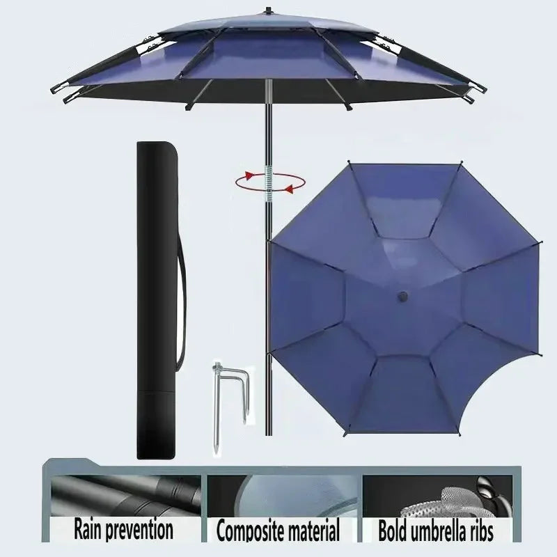 Fishing Umbrella 2.0-2.4M New Fashion Outdoor Sun Protection Windproof Waterproof Parasol Portable Large Beach Umbrella Shade