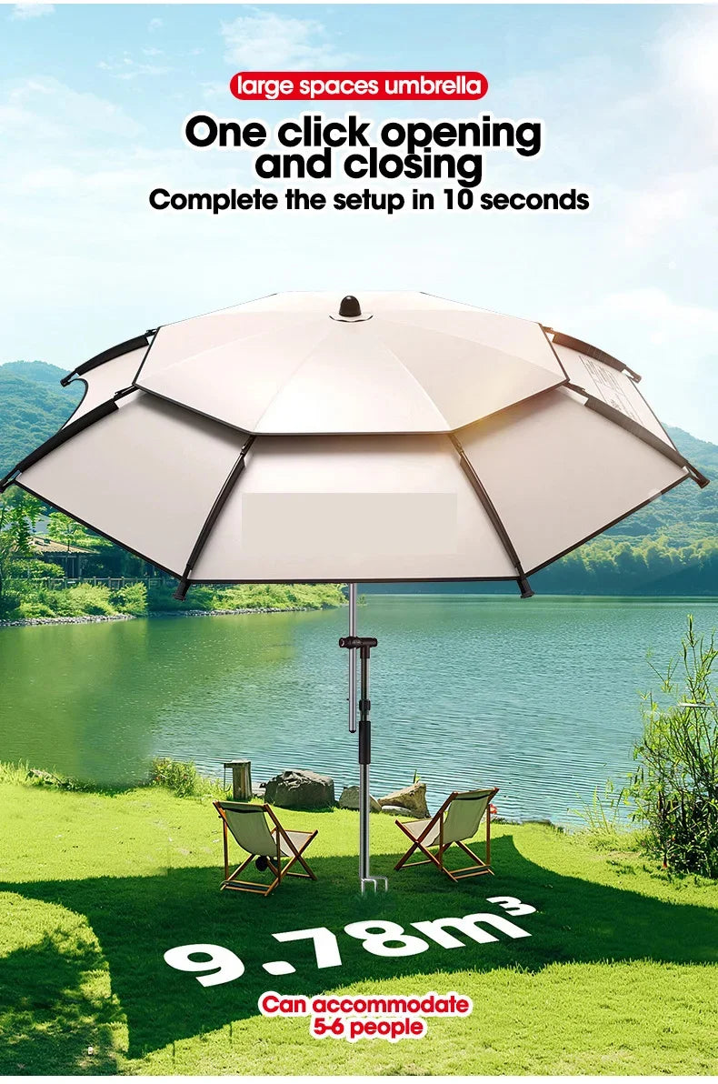 Fishing Umbrella 2.0-2.4M New Fashion Outdoor Sun Protection Windproof Waterproof Parasol Portable Large Beach Umbrella Shade
