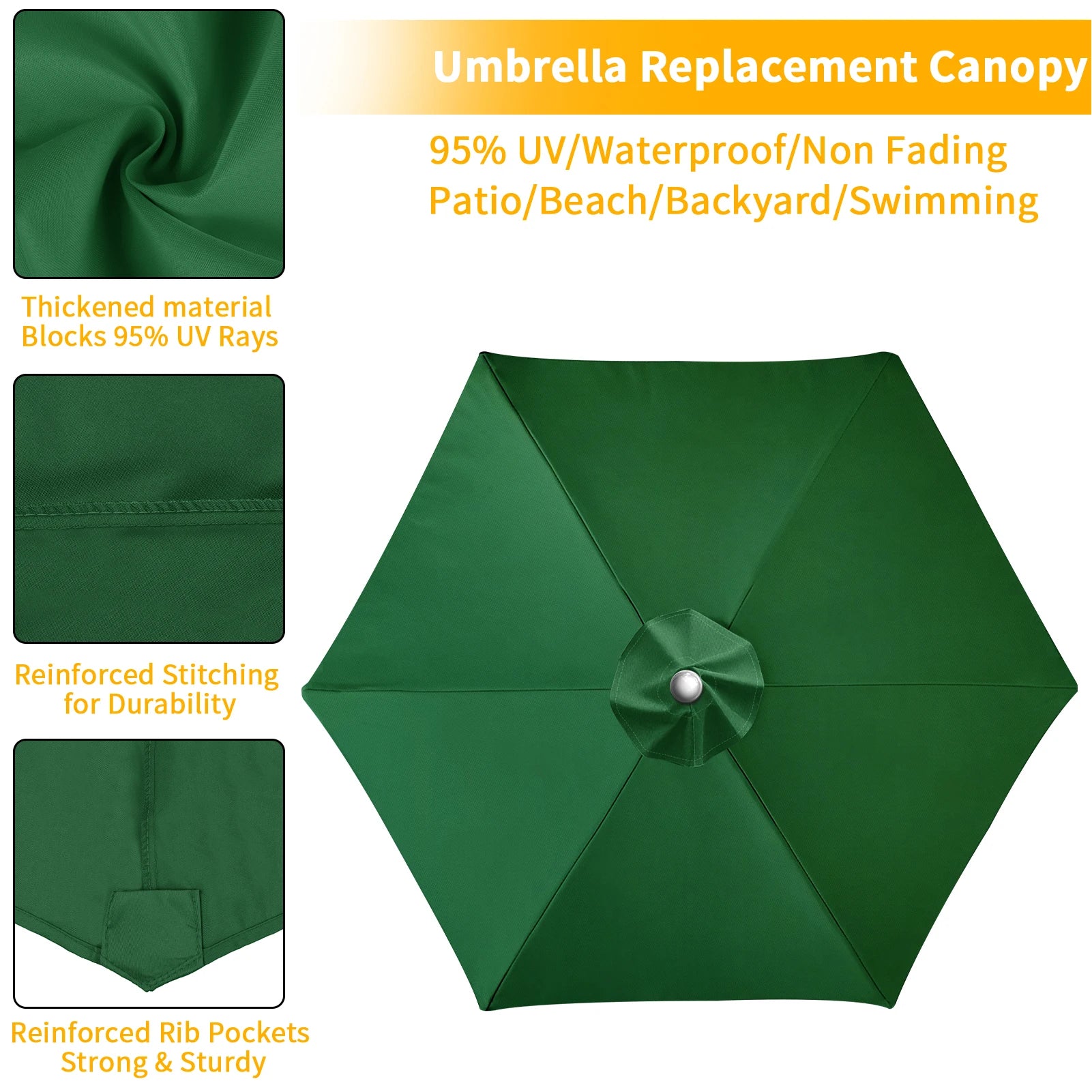 Parasol Replacement Cloth Outdoor Garden 2/2.5/2.7/3M Umbrella Cover Waterproof Sunshade Canopy For 6 Ribs/8 Ribs Parasol Cover