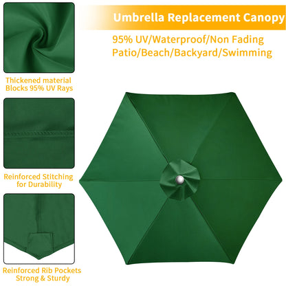 Parasol Replacement Cloth Outdoor Garden 2/2.5/2.7/3M Umbrella Cover Waterproof Sunshade Canopy For 6 Ribs/8 Ribs Parasol Cover