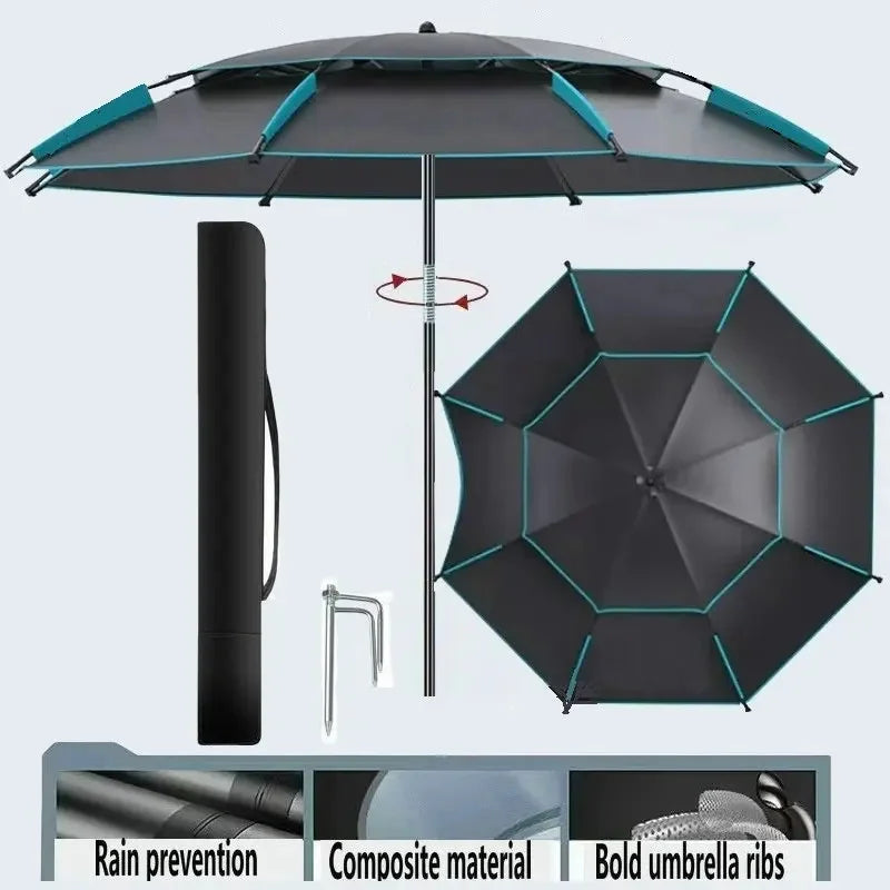 Fishing Umbrella 2.0-2.4M New Fashion Outdoor Sun Protection Windproof Waterproof Parasol Portable Large Beach Umbrella Shade