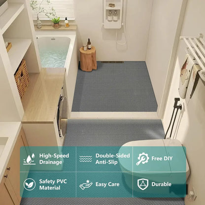 Hollow Non-slip Drainage Floor Mat Bathroom Damp Area Door Shower Floor Mat Multi-functional Kitchen Waterproof Plastic Carpet