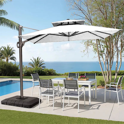 Outdoor Aluminum Roman Parasol Umbrella 9ft Waterproof for Patio Garden Courtyard Hotel Use-Modern Design