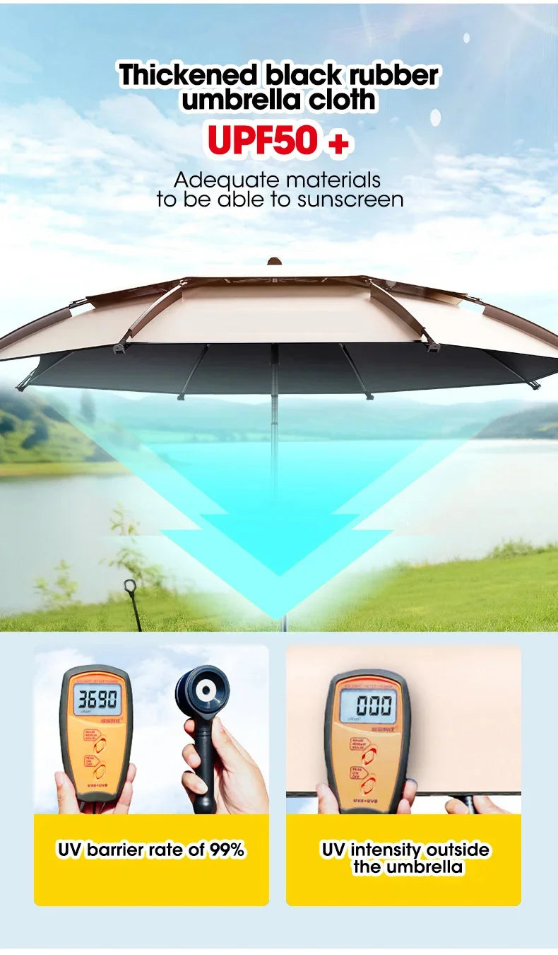 Fishing Umbrella 2.0-2.4M New Fashion Outdoor Sun Protection Windproof Waterproof Parasol Portable Large Beach Umbrella Shade