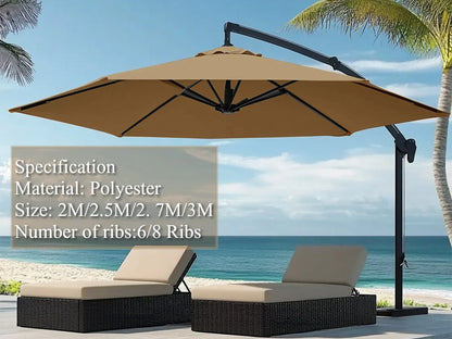 Parasol Replacement Cover 6 Ribs/8 Ribs Market Patio Umbrella Cloth Canopy Cover Waterproof Sunshade For Outdoor Garden