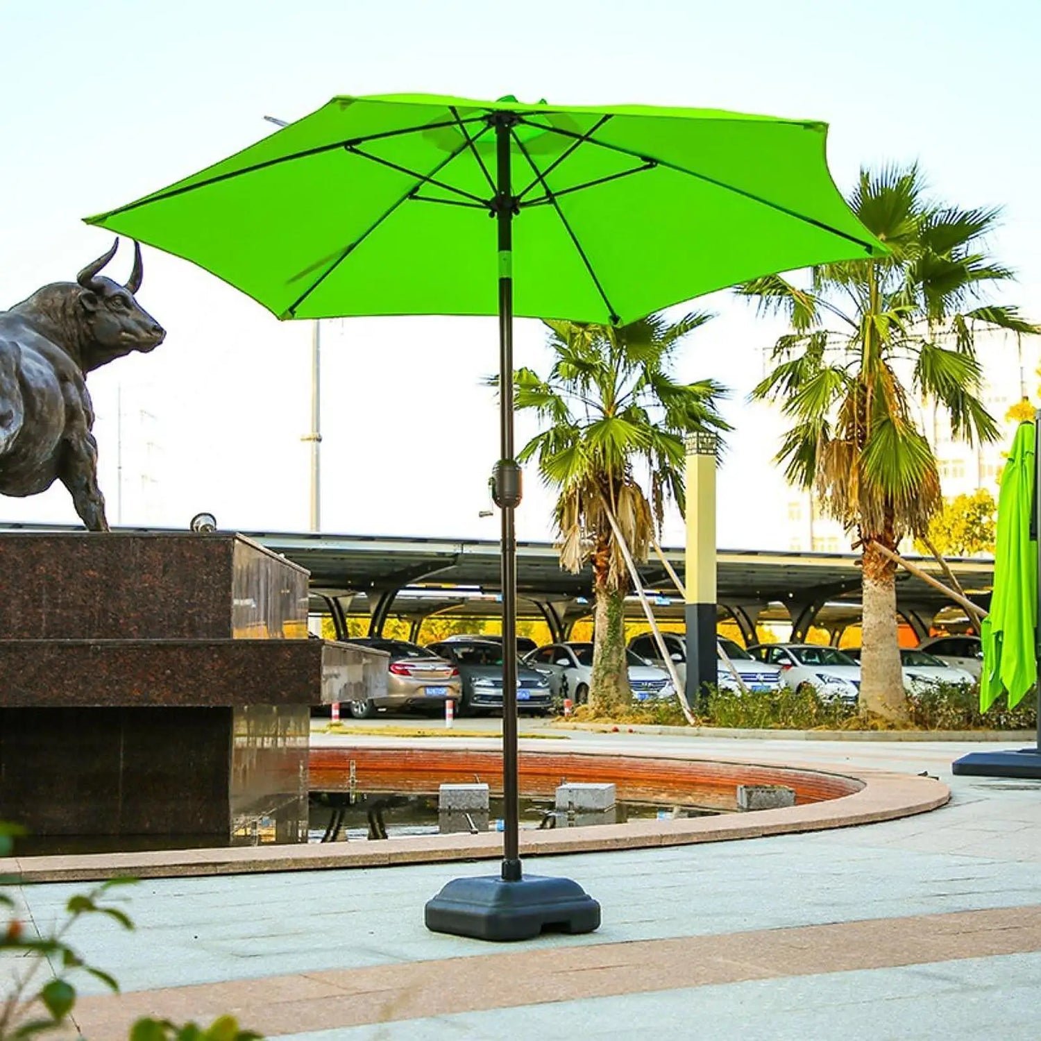 Fillable Umbrella Base Umbrella Holder Portable Weighted Square Sturdy Parasol Base for Yard Deck Poolside Lawn Backyard