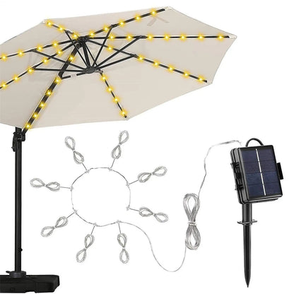 Solar Umbrella String Light 104 LED Parasol String Lamp With 8 Lighting Mode Waterproof Outdoor Lighting Beach Garden Decoration