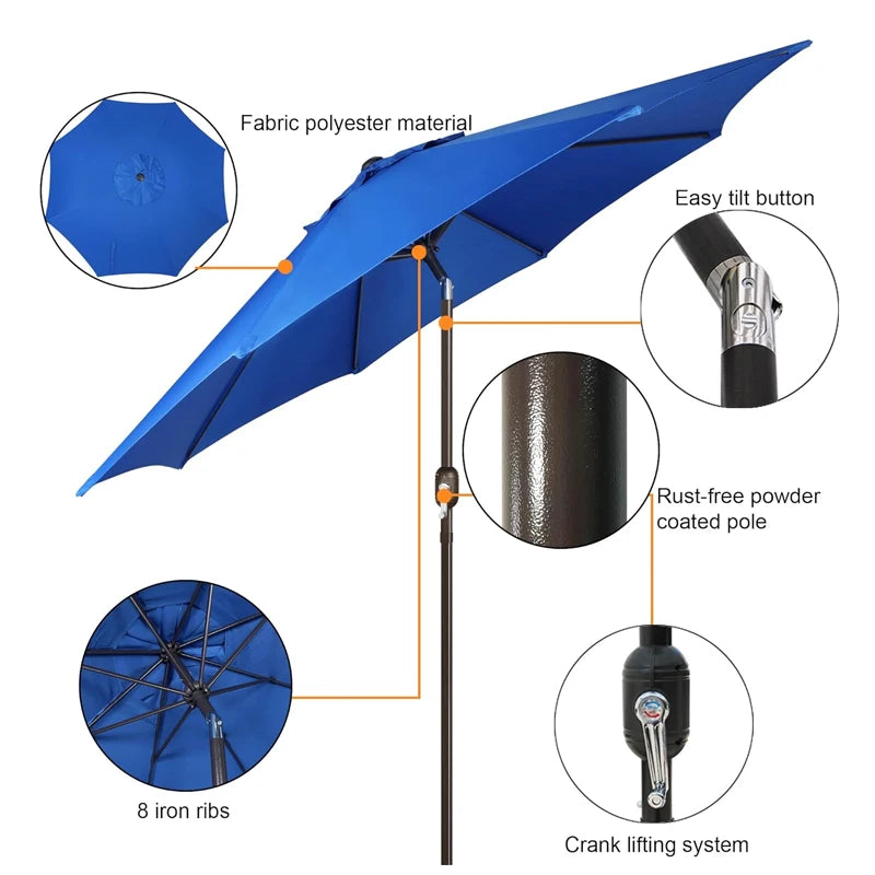 Outdoor Umbrella Folds Inside Pole Big Size Garden Outdoor Aluminum Frame Patio Umbrellas Table Umbrella Outdoor Patio