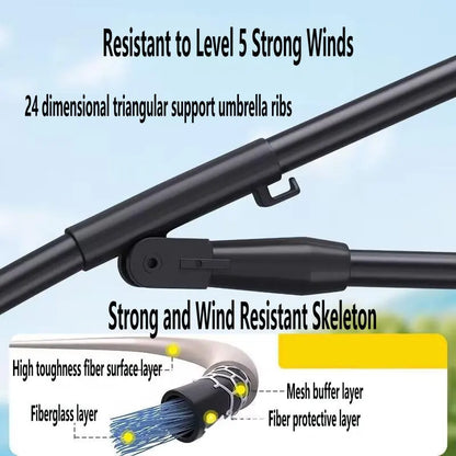New Version Fishing Umbrella with Mechanical Arm Adjustment Big Beach Umbrella Outdoor Sunshade Protector 2.4-2.6M Large Parasol