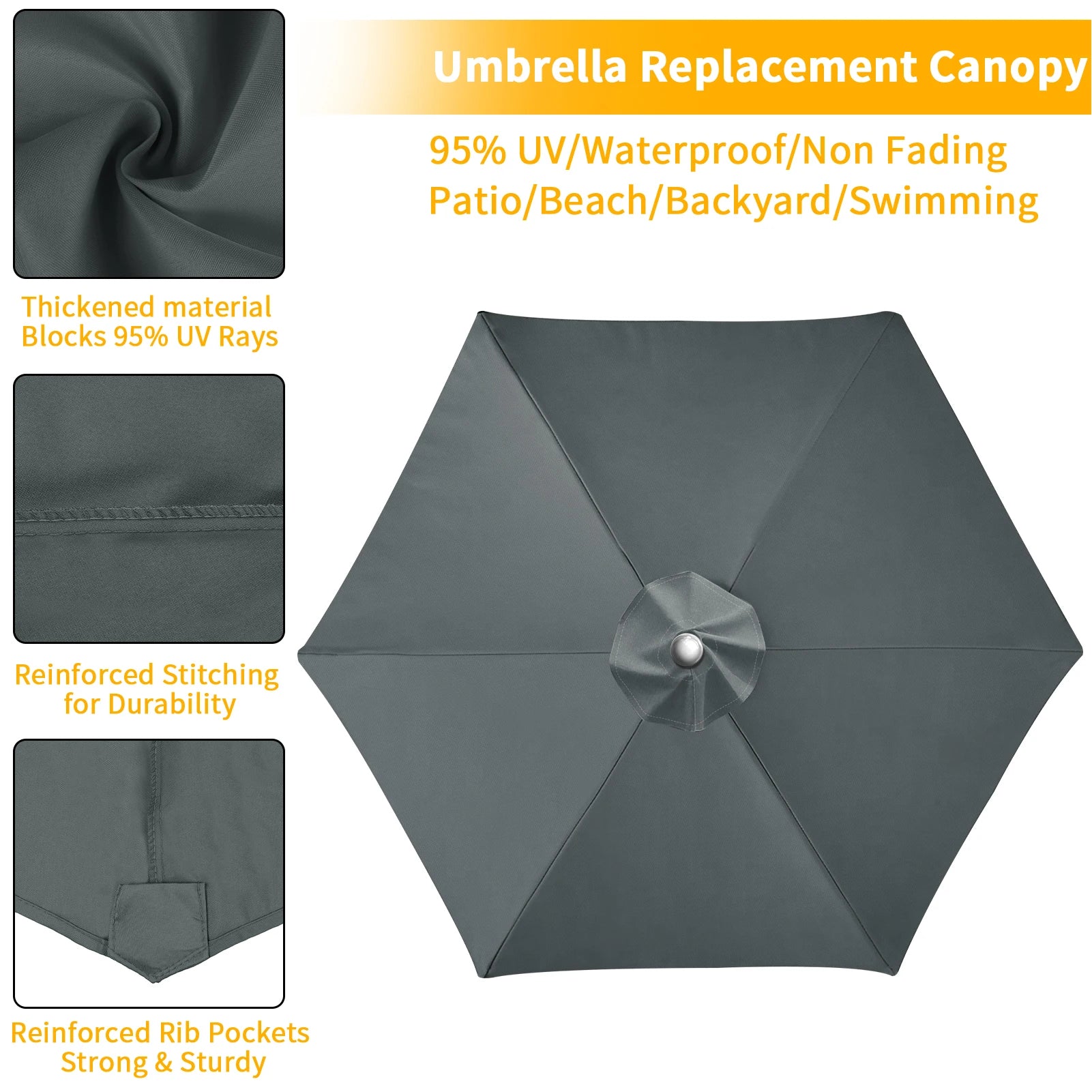 Parasol Replacement Cloth Outdoor Garden 2/2.5/2.7/3M Umbrella Cover Waterproof Sunshade Canopy For 6 Ribs/8 Ribs Parasol Cover