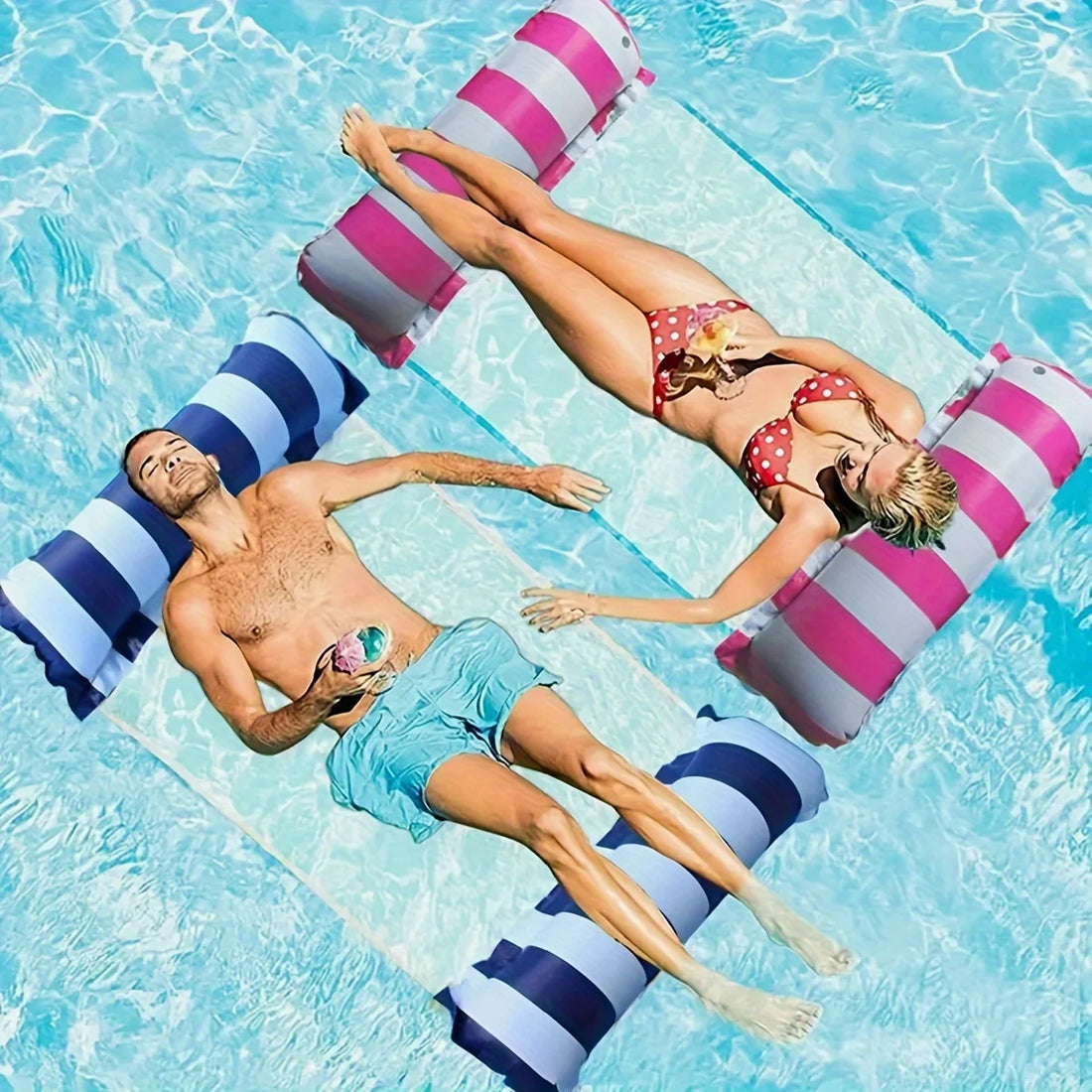 Premium Striped Swimming Pool Loungers - Durable Sunbathing Mattresses, Perfect for Pool Parties &amp; Beach Adventures