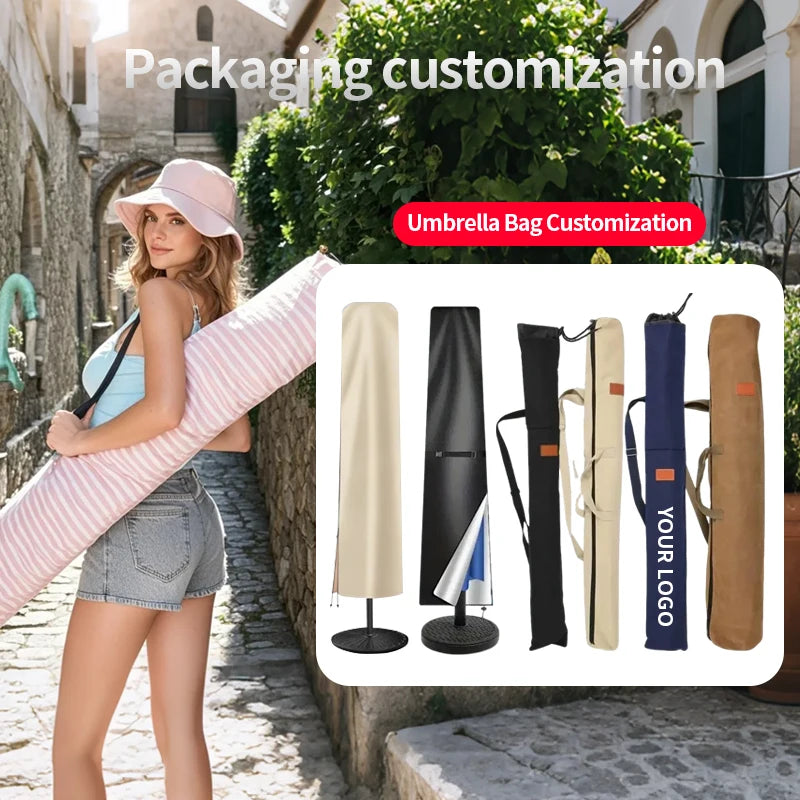 Outdoor Umbrella Folds Inside Pole Big Size Garden Outdoor Aluminum Frame Patio Umbrellas Table Umbrella Outdoor Patio