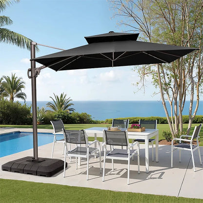Outdoor Aluminum Roman Parasol Umbrella 9ft Waterproof for Patio Garden Courtyard Hotel Use-Modern Design