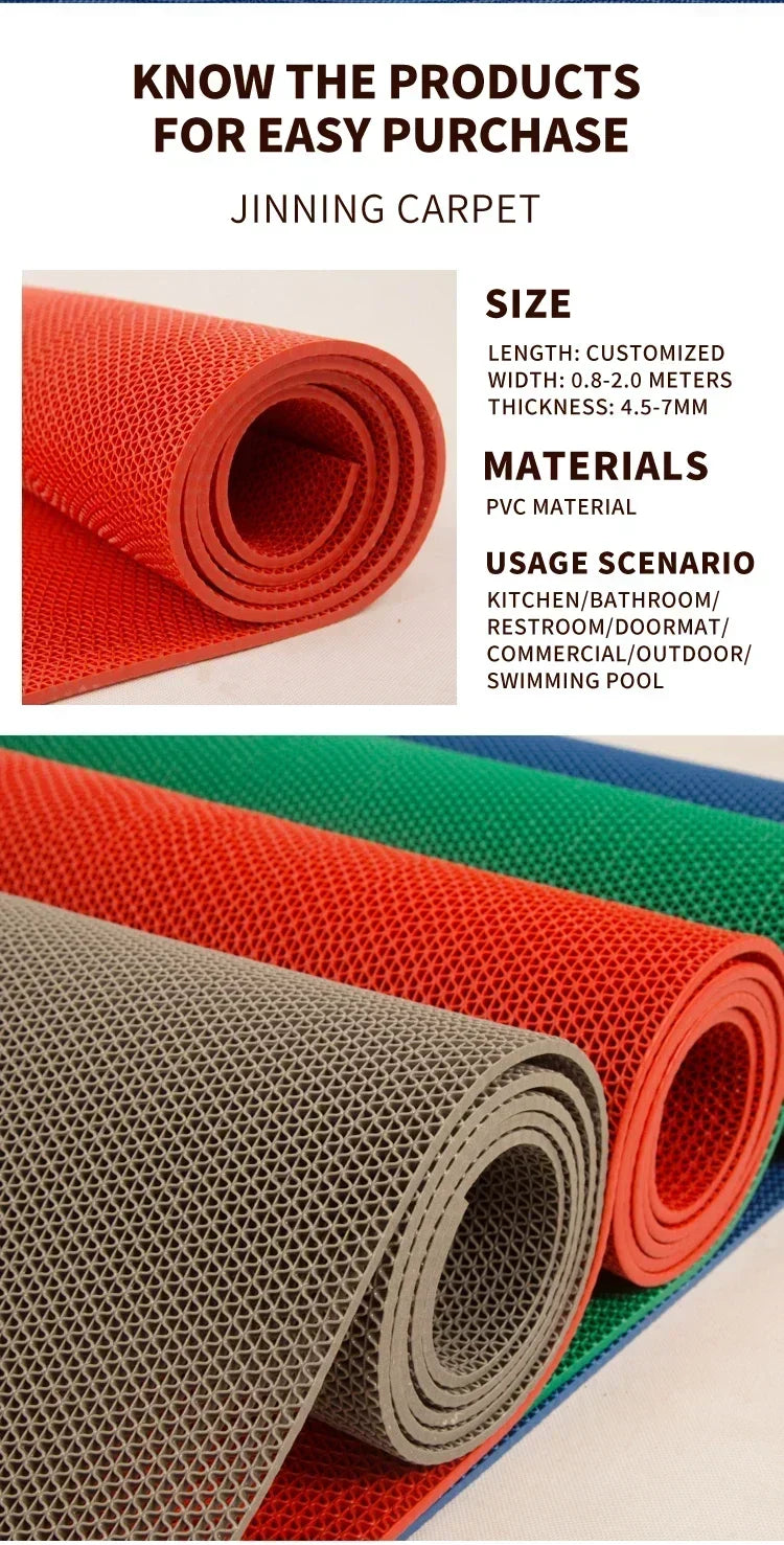 Hollow Non-slip Drainage Floor Mat Bathroom Damp Area Door Shower Floor Mat Multi-functional Kitchen Waterproof Plastic Carpet