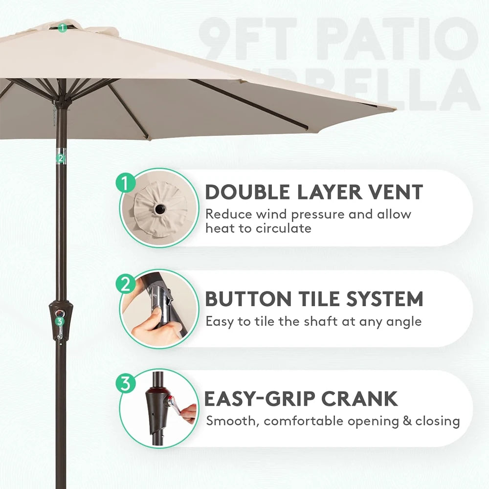 Outdoor Umbrella Folds Inside Pole Big Size Garden Outdoor Aluminum Frame Patio Umbrellas Table Umbrella Outdoor Patio