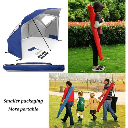 Windproof Beach Umbrella UPF 50+ With Sand Anchor &amp; Tilt Portable Foldable Sunshade For Patio Garden Pool Backyard Lawn Outdoor
