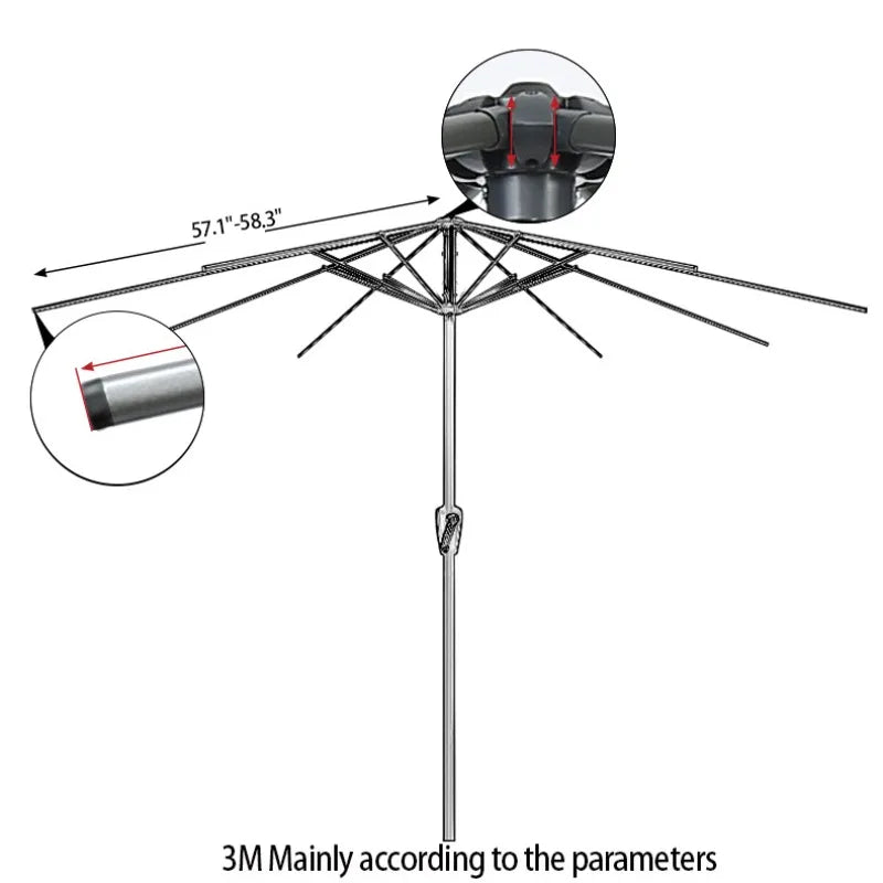 6 Ribs/8 Ribs Parasol Replacement Cloth Without Stand Parasol Umbrella Cover Waterproof Sunshade Cloth Canopy Patio Garden Cover