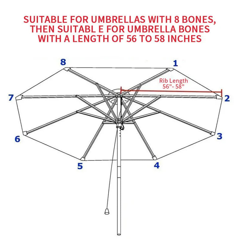 2/2.7/3M Parasol Replacement Cloth Without Stand Parasol Umbrella Cover Waterproof Sunshade Cloth Canopy Patio Garden Cover